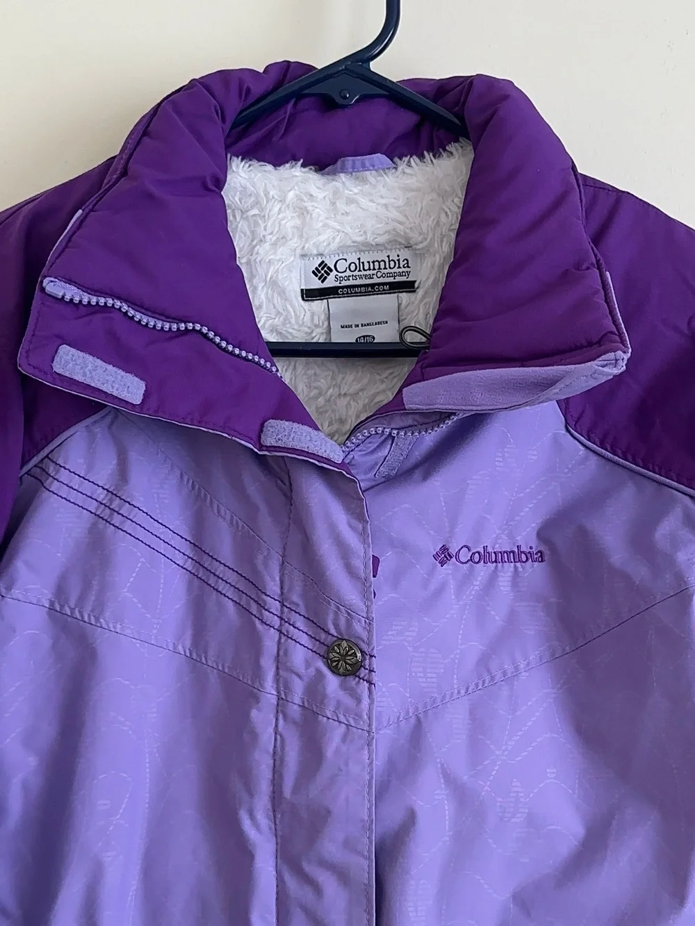 Columbia Girls Youth 14/16 Winter Jacket Purple Fleece Lined Ski Coat